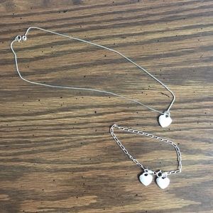 Heart Necklace and Bracelet Set
